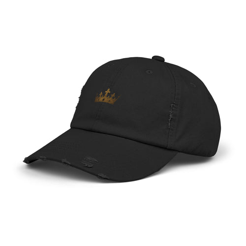 Distressed Crown Cap — Vintage Gold Crown Baseball Hat