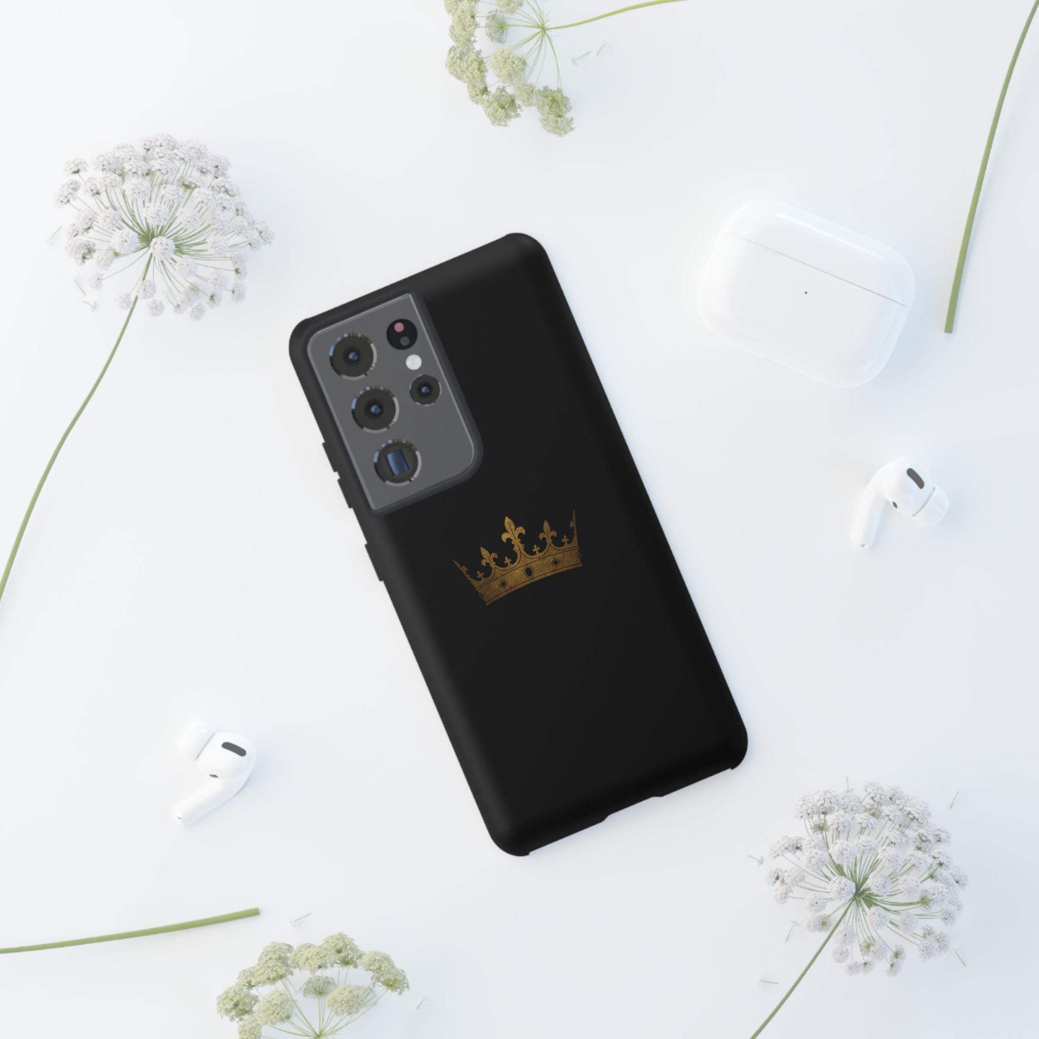 Crown Tough Phone Case – Black Protective King Crown Design