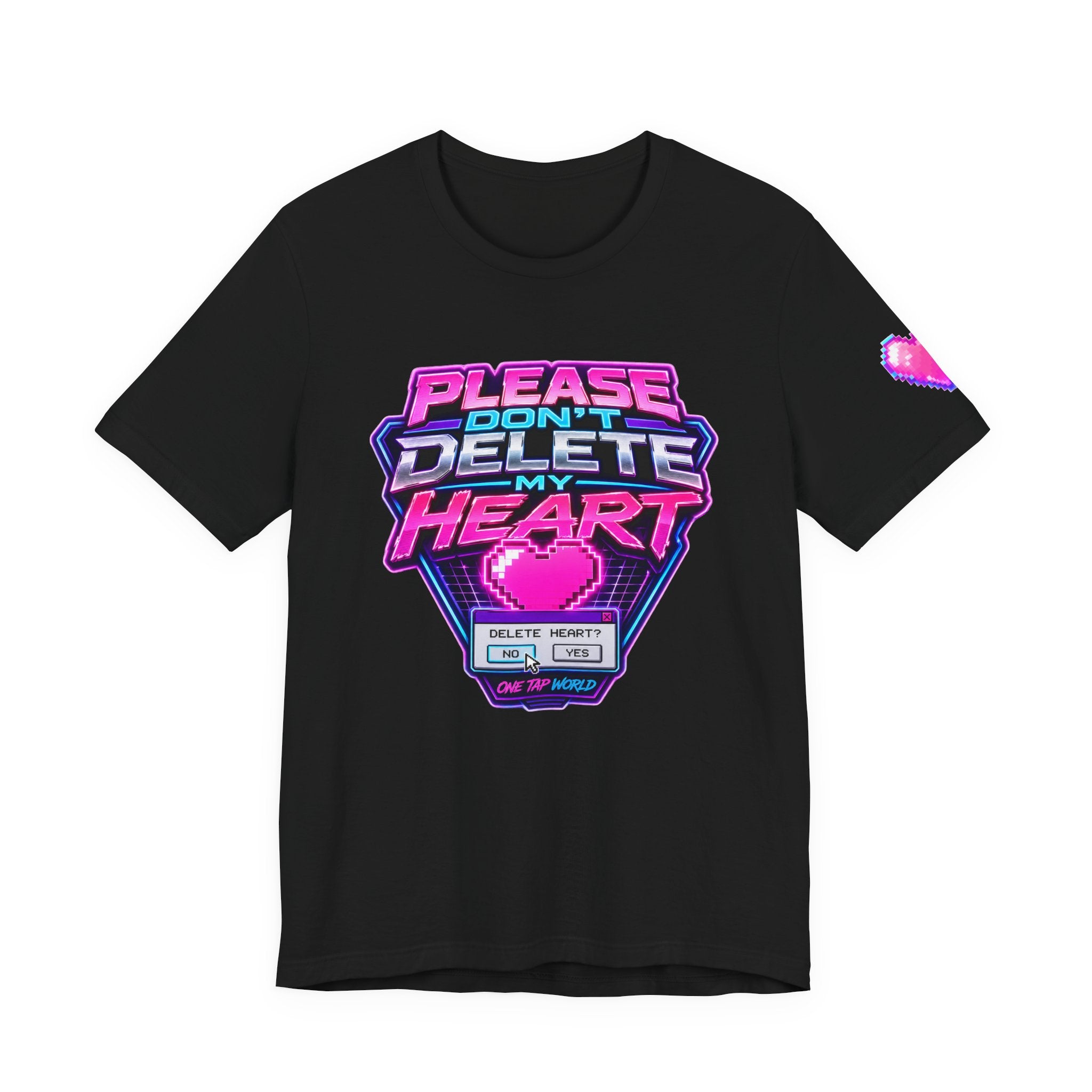 Please Don't Delete My Heart Graphic Tee — Retro Neon Gaming Love T-Shirt
