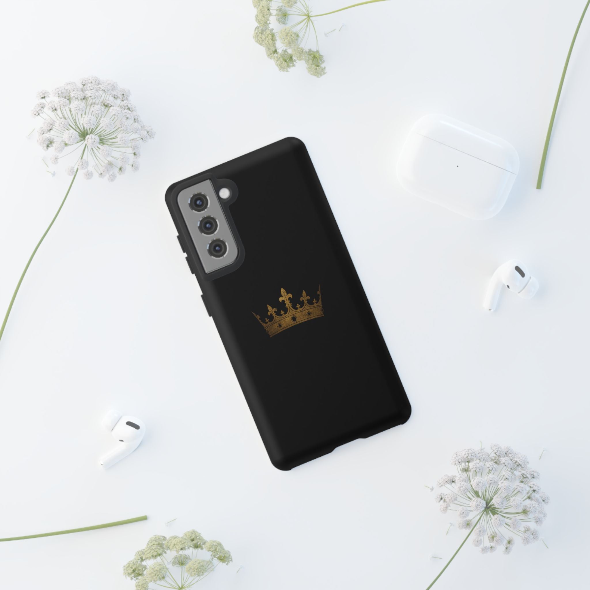Crown Tough Phone Case – Black Protective King Crown Design