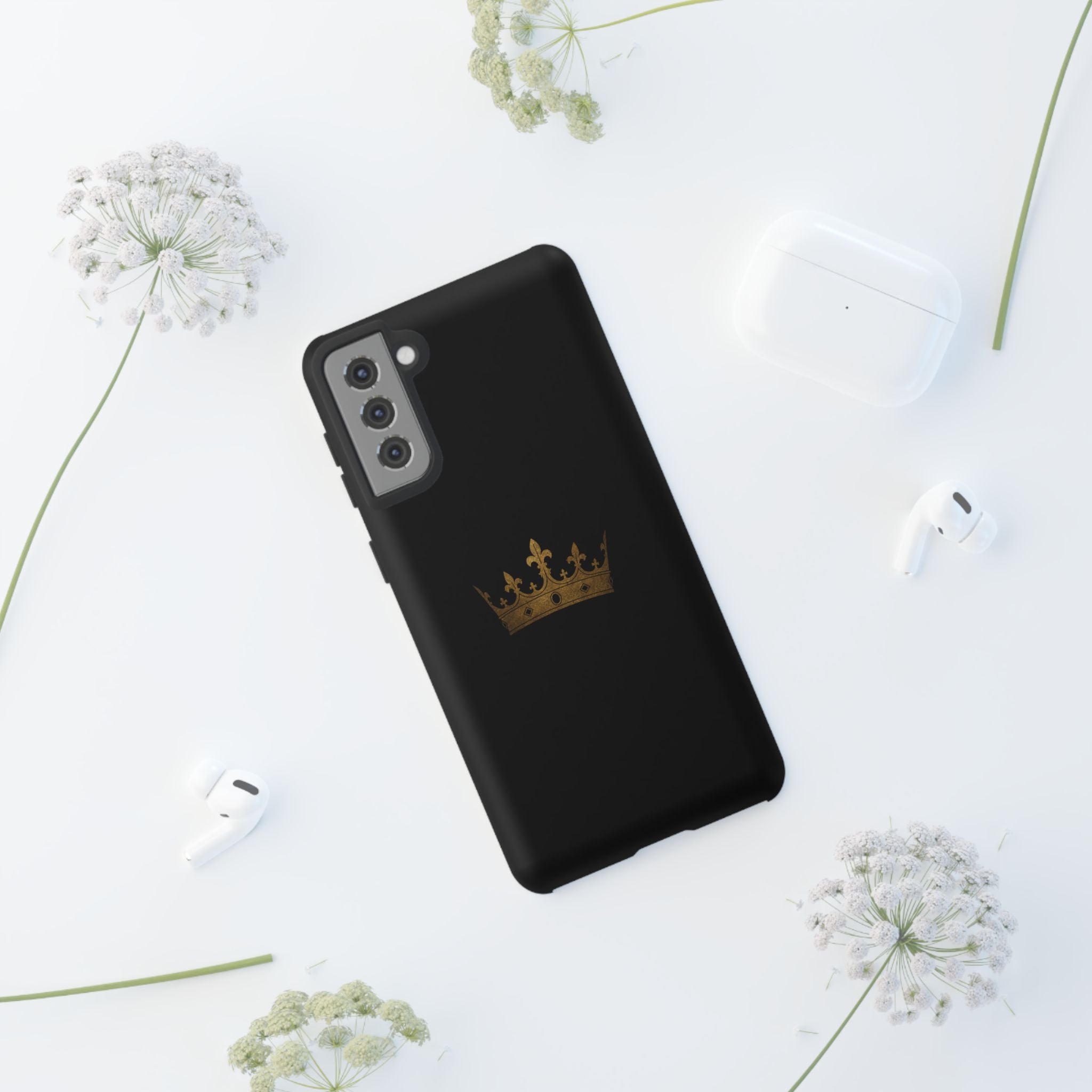 Crown Tough Phone Case – Black Protective King Crown Design