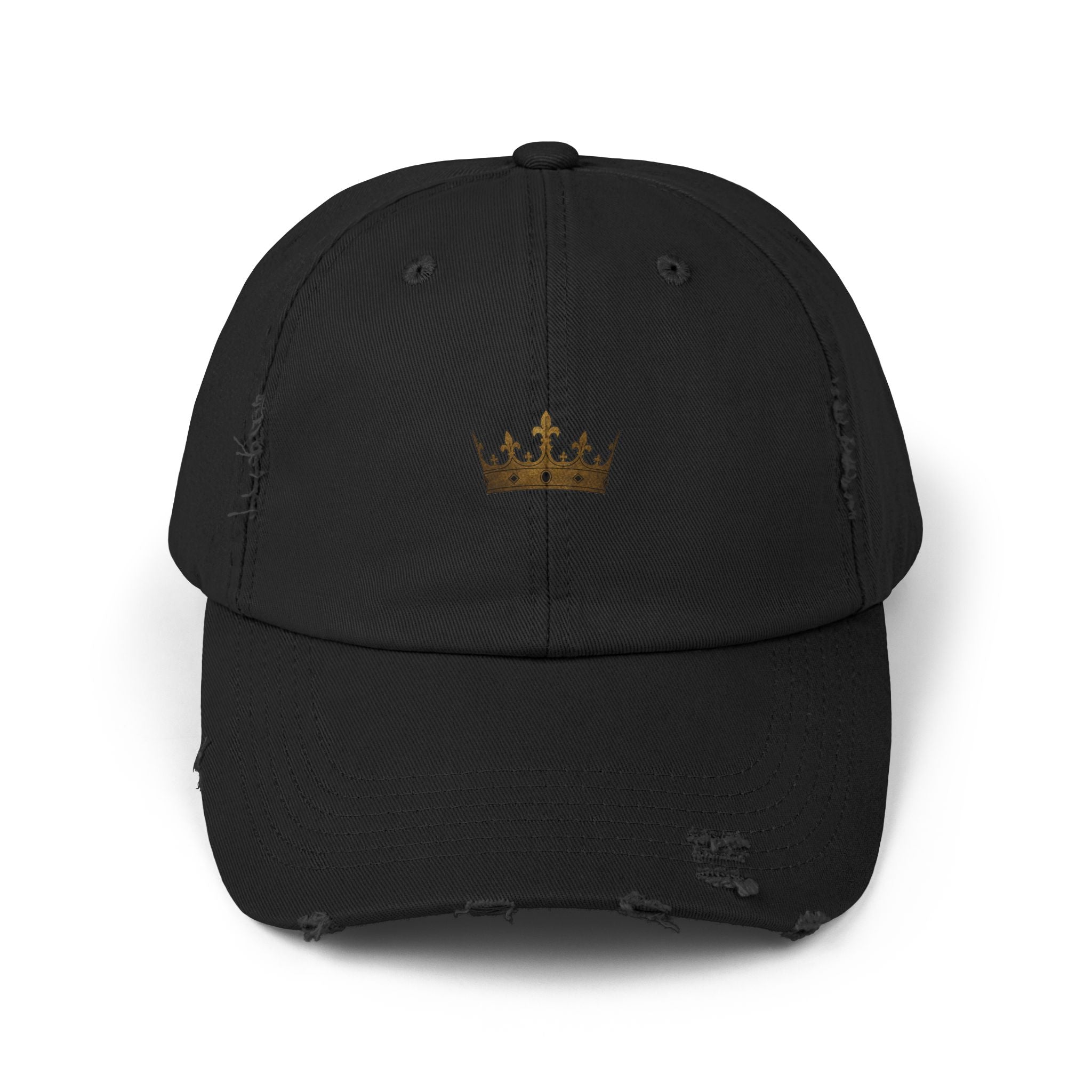 Distressed Crown Cap — Vintage Gold Crown Baseball Hat